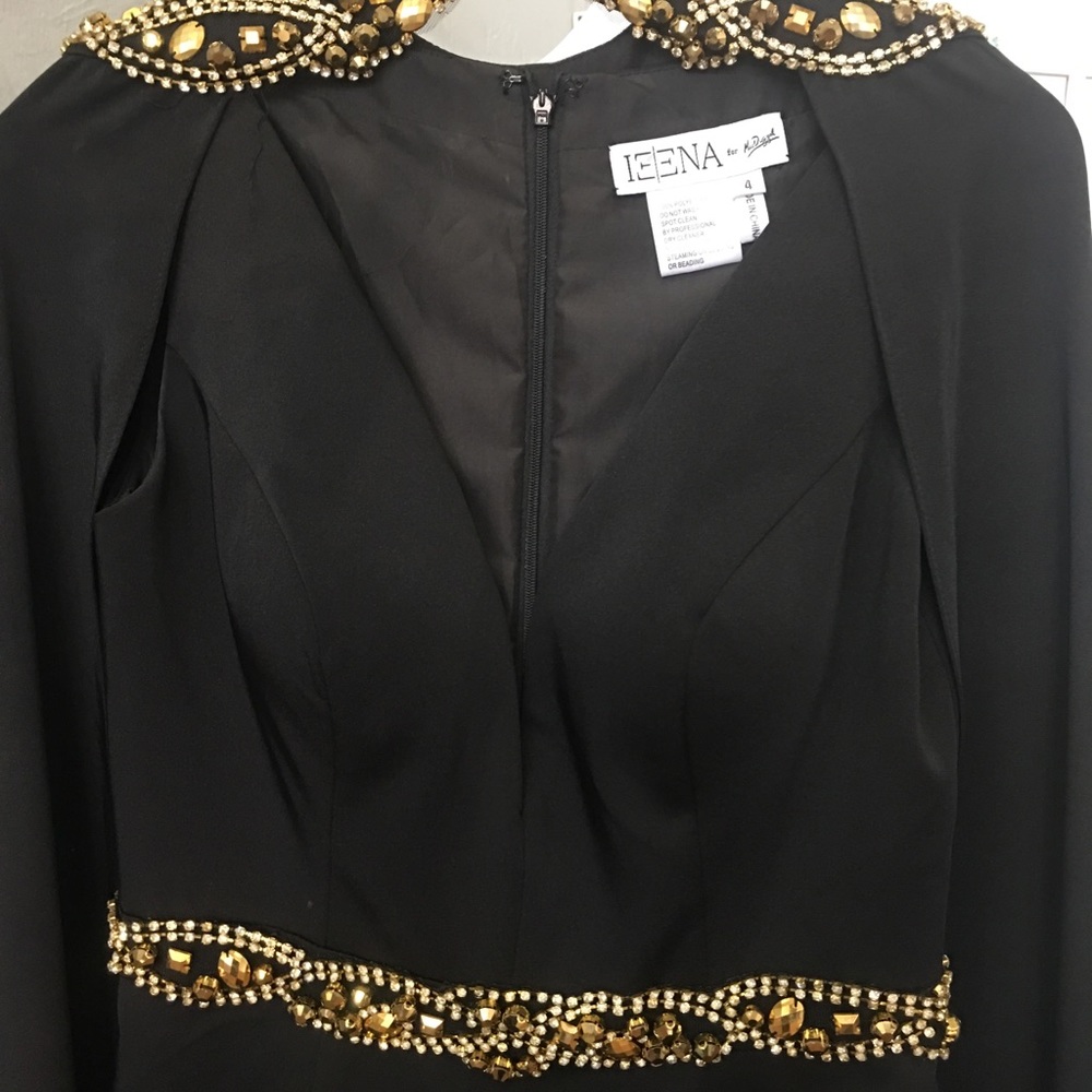 black designer prom dress with cape